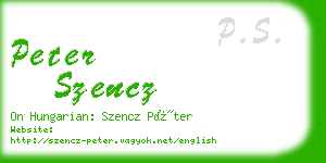 peter szencz business card